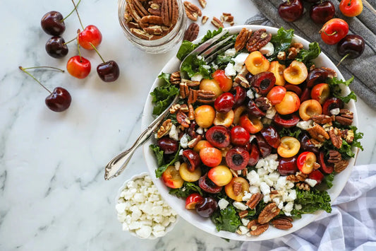 Cherry Goat Cheese Salad with Honey Lemon Dressing