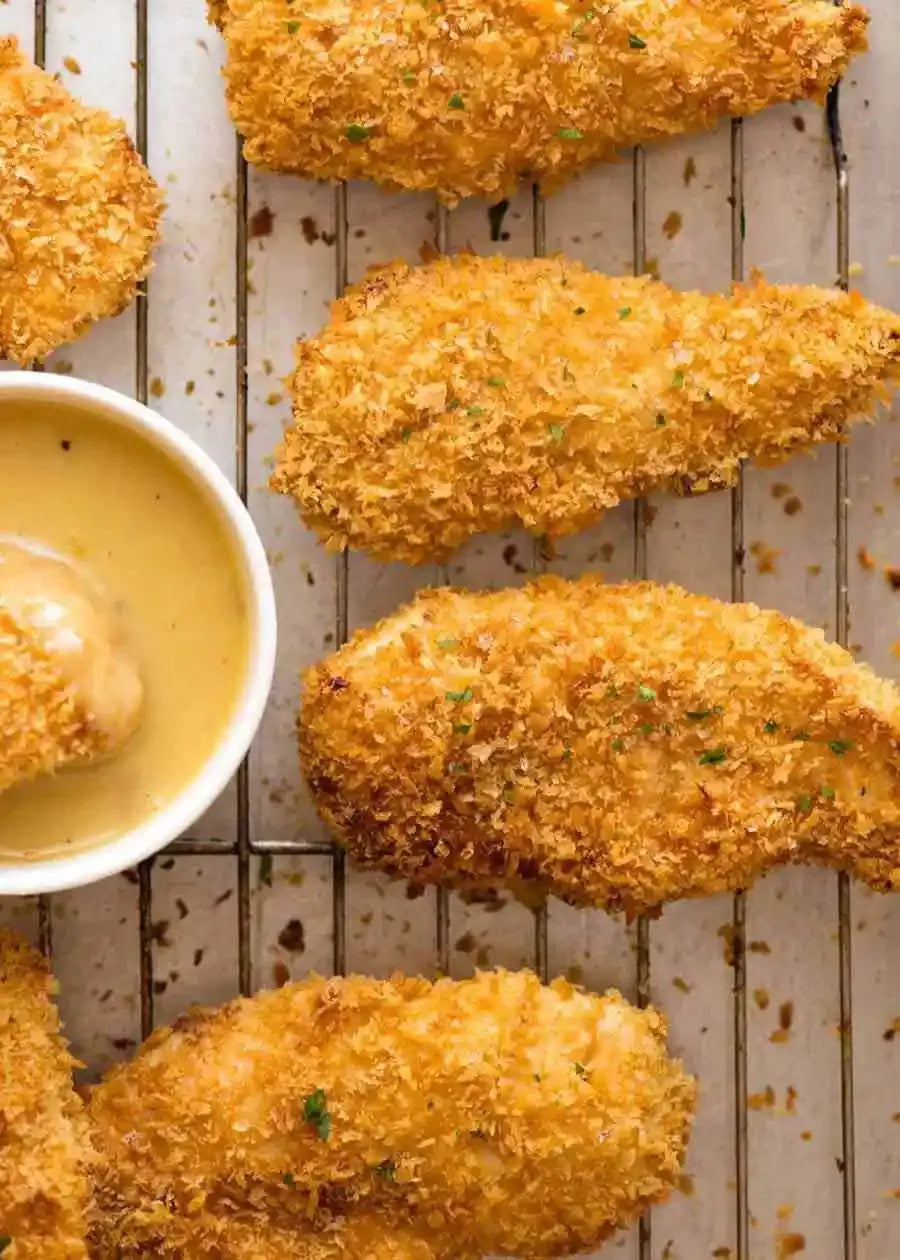 Crispy Oven Baked Chicken Tenders with Honey Mustard Dipping Sauce