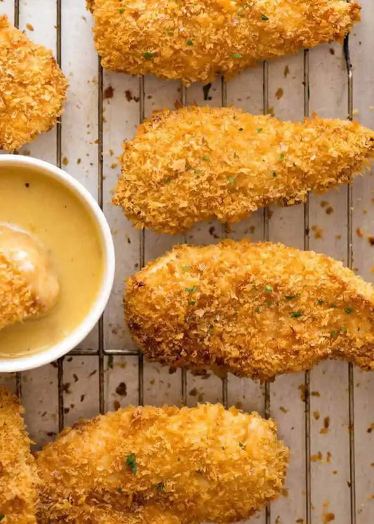 Crispy Oven Baked Chicken Tenders with Honey Mustard Dipping Sauce