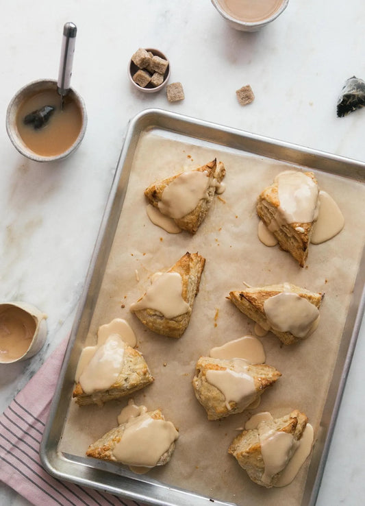 Lavender Honey Scones with Earl Grey Glaze