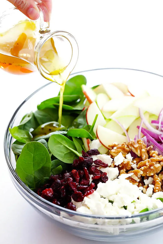 Spinach & Apple Salad with Garlic Infused Honey Vinaigrette