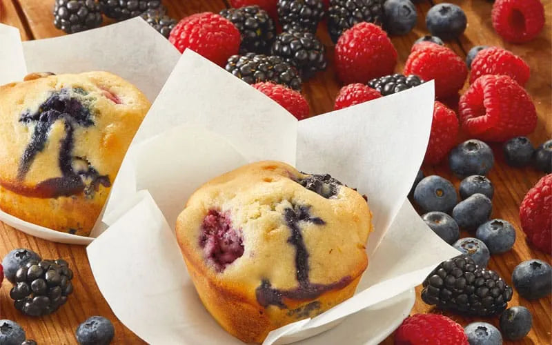 Triple Berry Honey Muffins