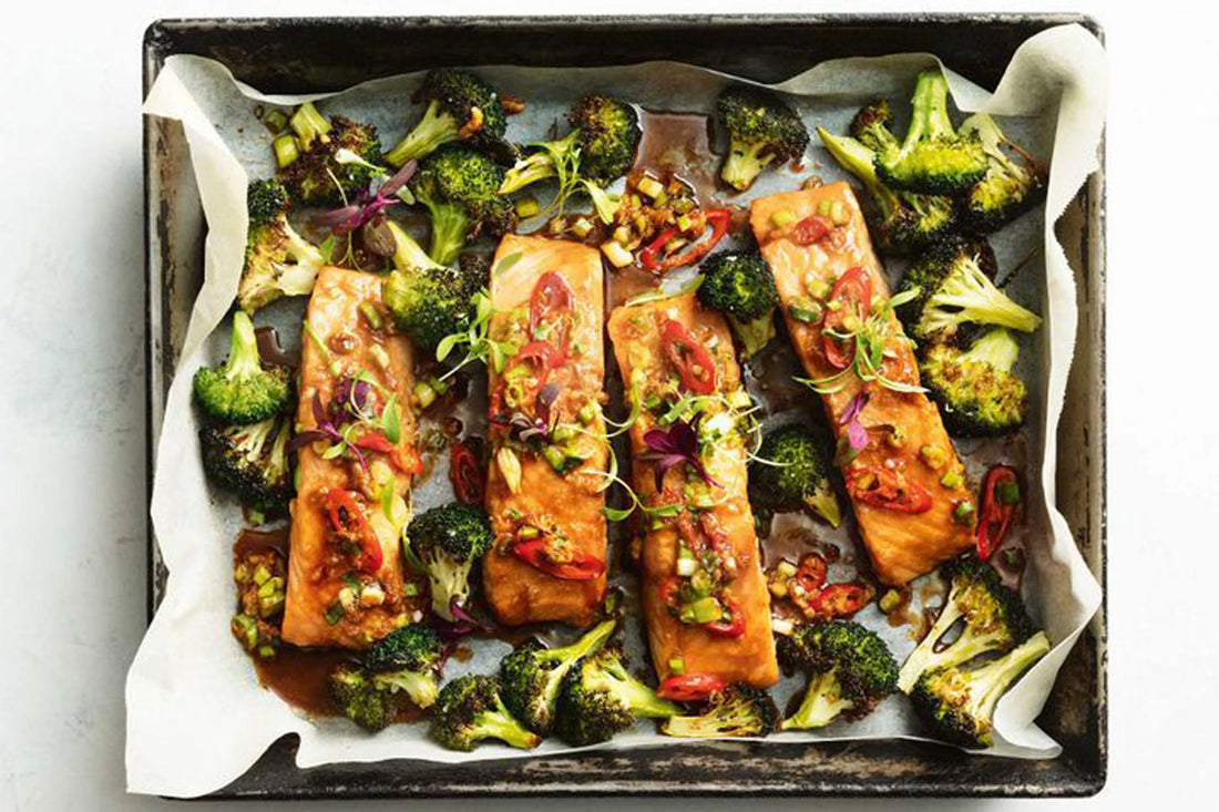 Sheet Pan Salmon with Broccoli and Some Heat